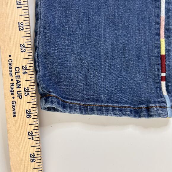 Anthropologie Pilcro Slim Boyfriend Jeans Womens 32 Embroidered Piping Artsy - Picture 8 of 9